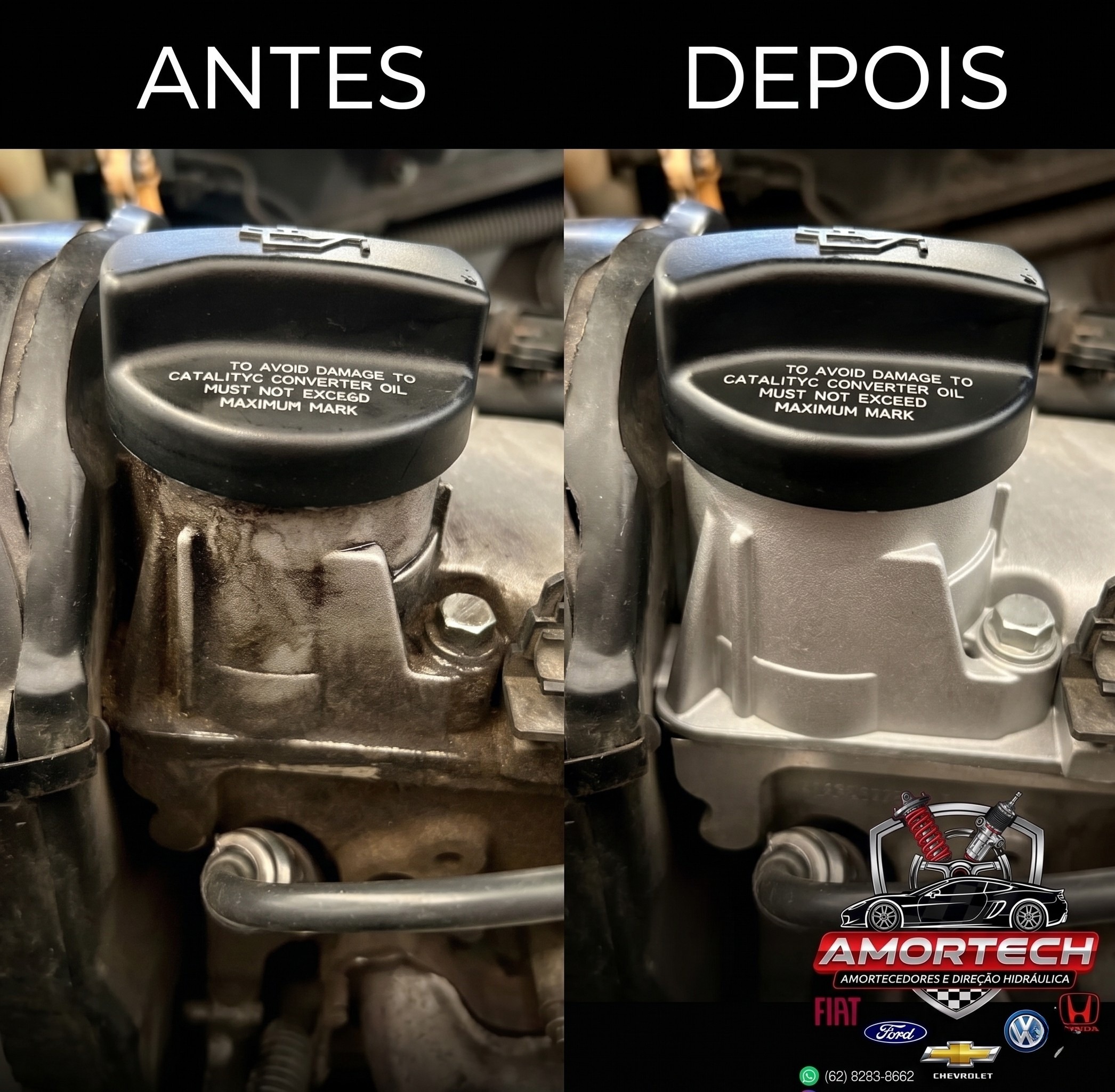 Limpeza de motor antes e depois - Amortech